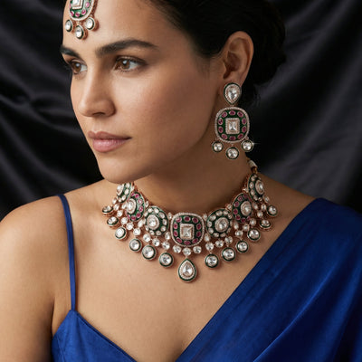 Meenakari Necklace Set – heritage enamel jewelry by Ozel