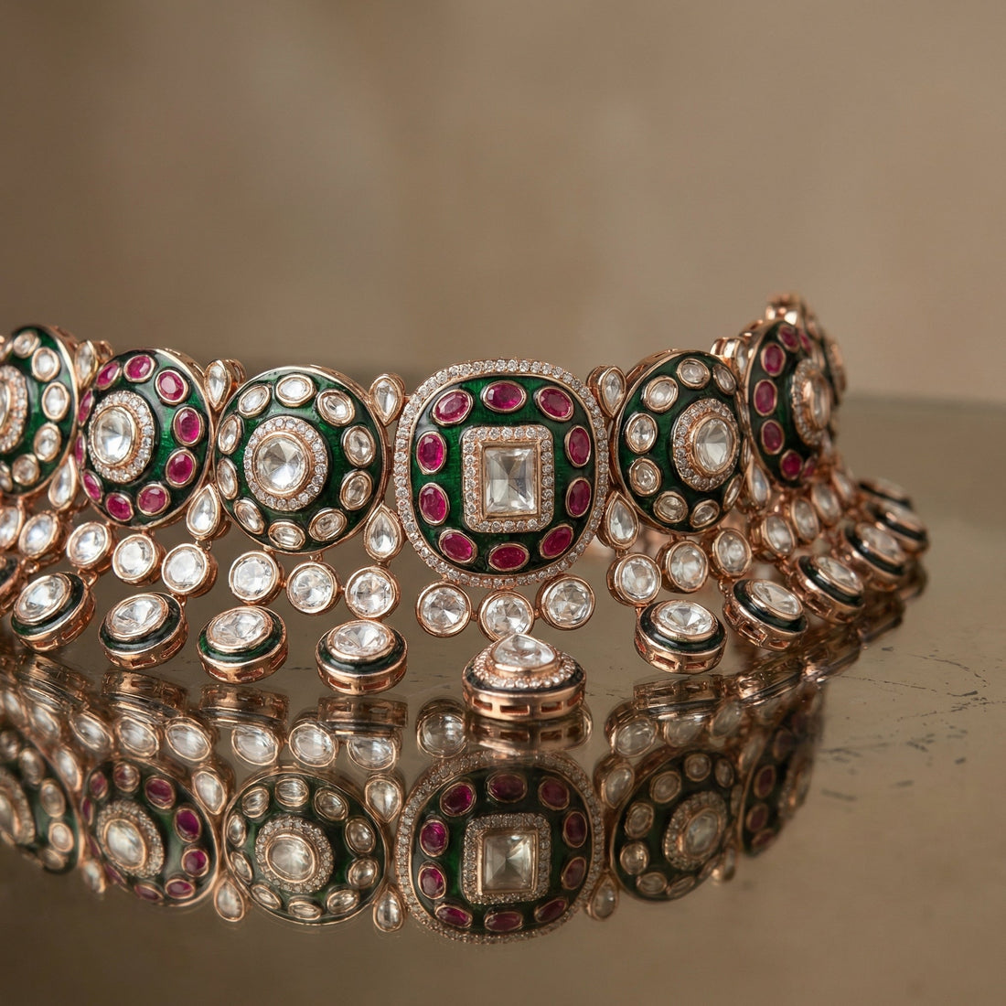 Meenakari Necklace Set – artisan meenakari set by Ozel