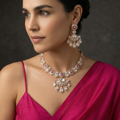 Ruhani Meena Necklace Set – soulful meenakari necklace by Ozel
