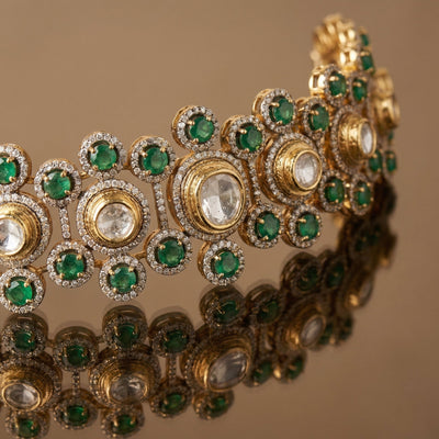 Rajwada Emerald Polki Choker – heritage Indian bridal jewelry by Ozel