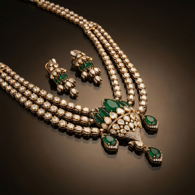 Lotus Polki Necklace Set – lotus motif polki necklace by Ozel
