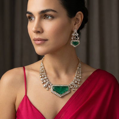 Parveen Emerald Pendant Necklace Set – heritage emerald jewelry by Ozel