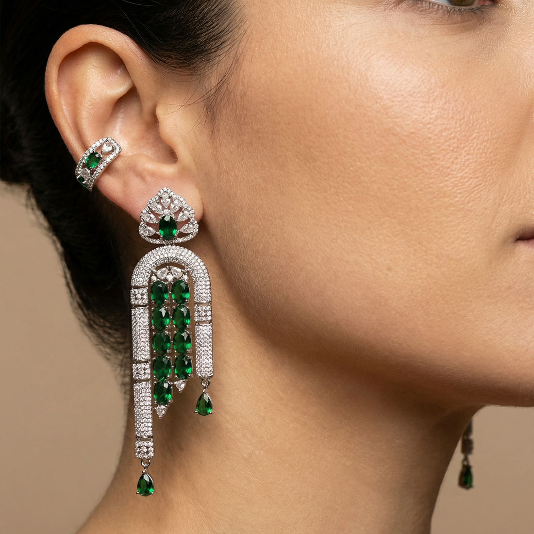 Waterfall emerald earrings