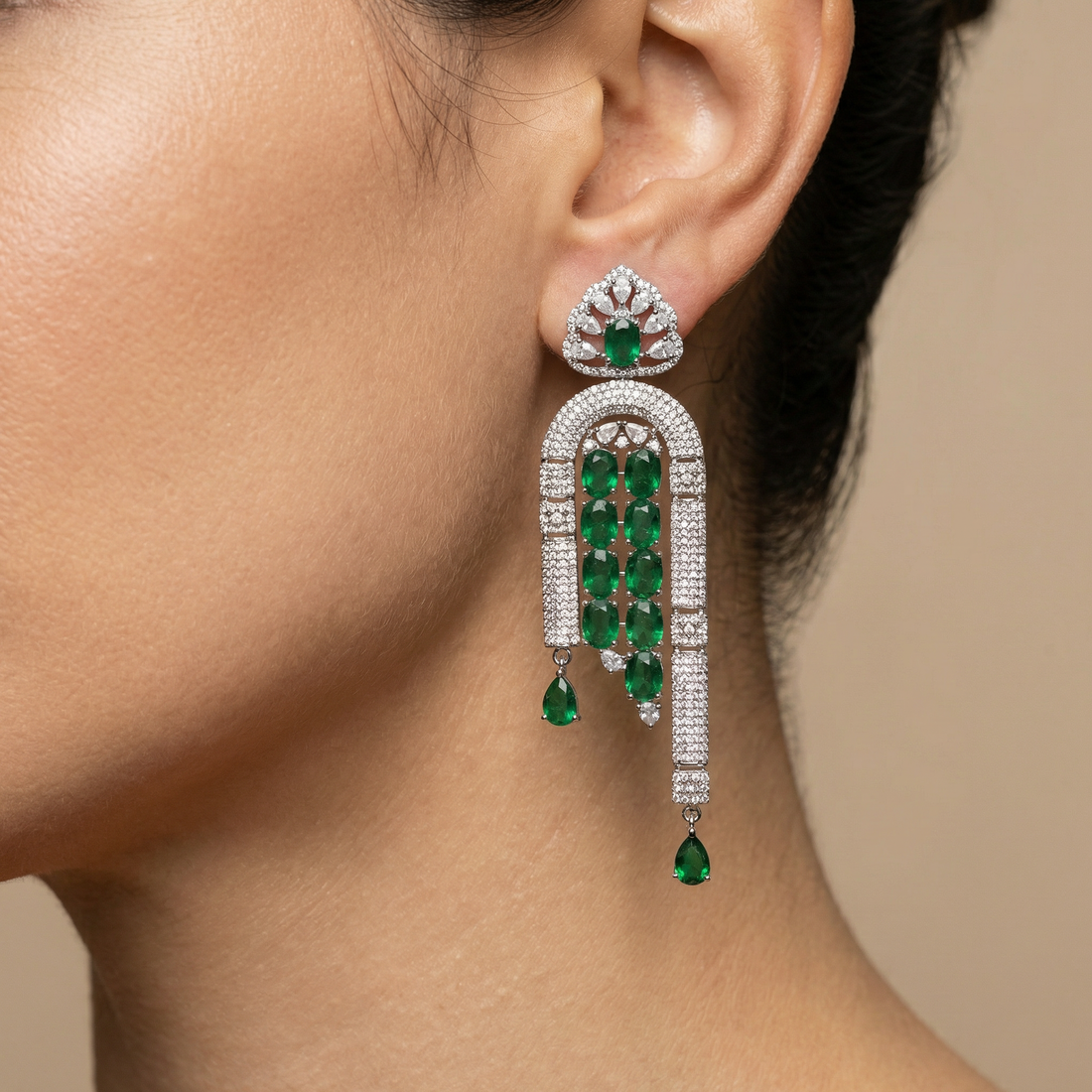 Waterfall emerald earrings