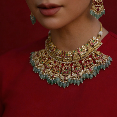 Rivya Peacock Kundan Necklace Set