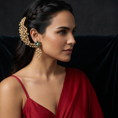 Blossom – earrings with hair accessory by Ozel