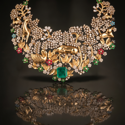 Enchanted Garden – emerald choker set by Ozel