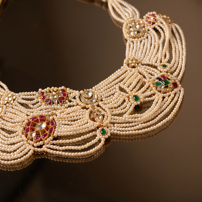 Shivika pearl collar necklace – styled detail by Ozel