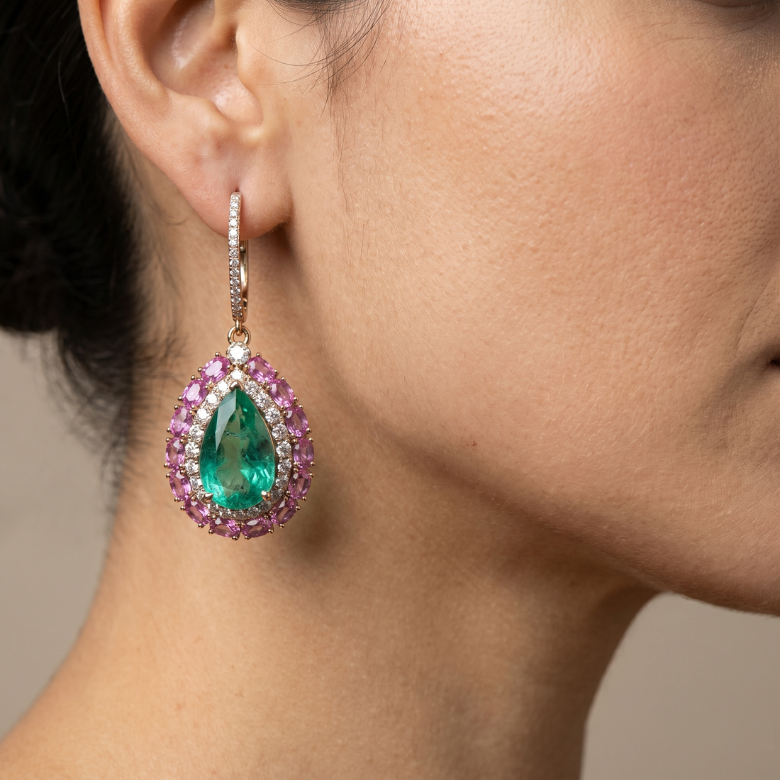 Ruhvera – crimson teardrop dangler earrings by Ozel