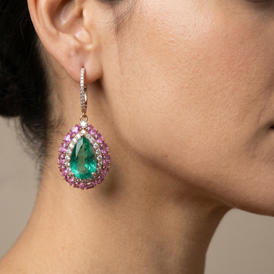 Ruhvera – crimson teardrop dangler earrings by Ozel