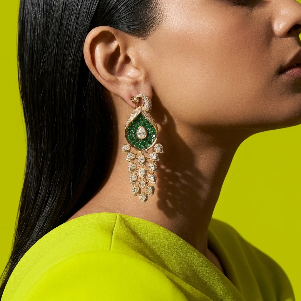 Peacock Cascade Drop Earrings
