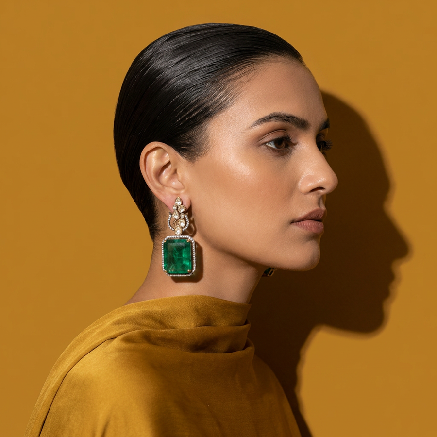 Emerald Cut Drop Earrings