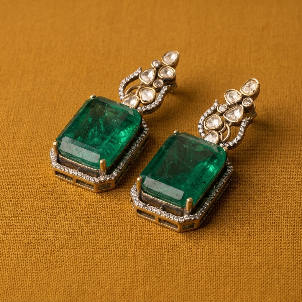 Emerald Cut Drop Earrings