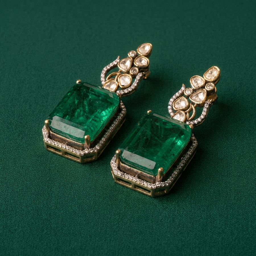 Emerald Cut Drop Earrings