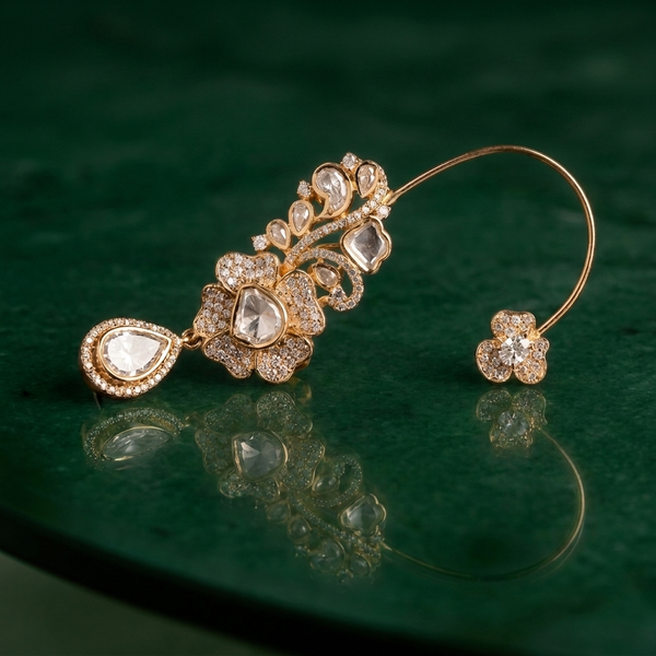 Rishaya Crystal Floral ear cuffs