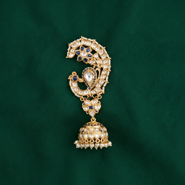 Royal Ear Cuff Kundan Jhumka – Sapphire Edition