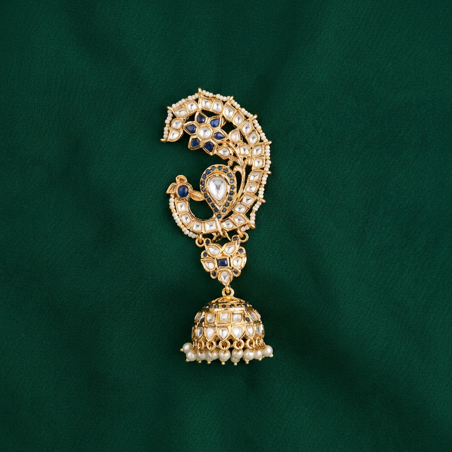 Royal Ear Cuff Kundan Jhumka – Sapphire Edition