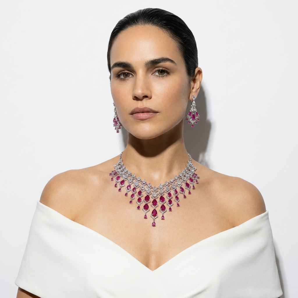 Shamita Regal Ruby Cascade Set