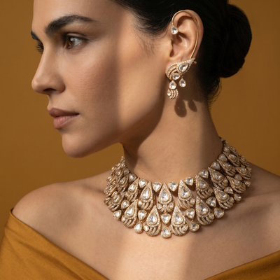 Osheen Polki Choker Set with Earcuffs