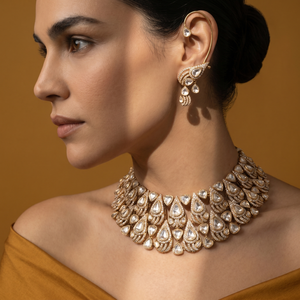 Osheen Polki Choker Set with Earcuffs