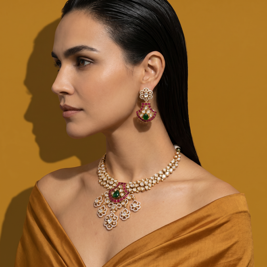 Lahiri Polki Heritage Necklace Set