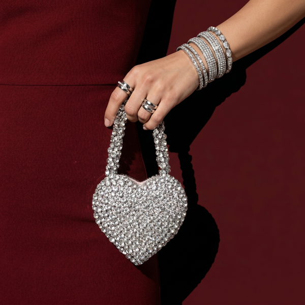 Rhinestone Mini Heart Bag