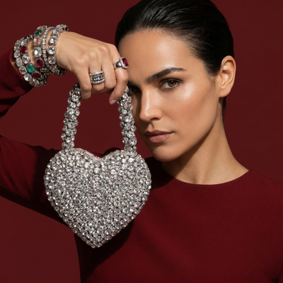 Rhinestone Mini Heart Bag