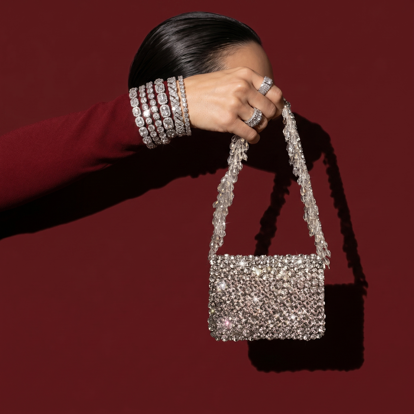 Rhinestones Mini Flap Bag with Handle
