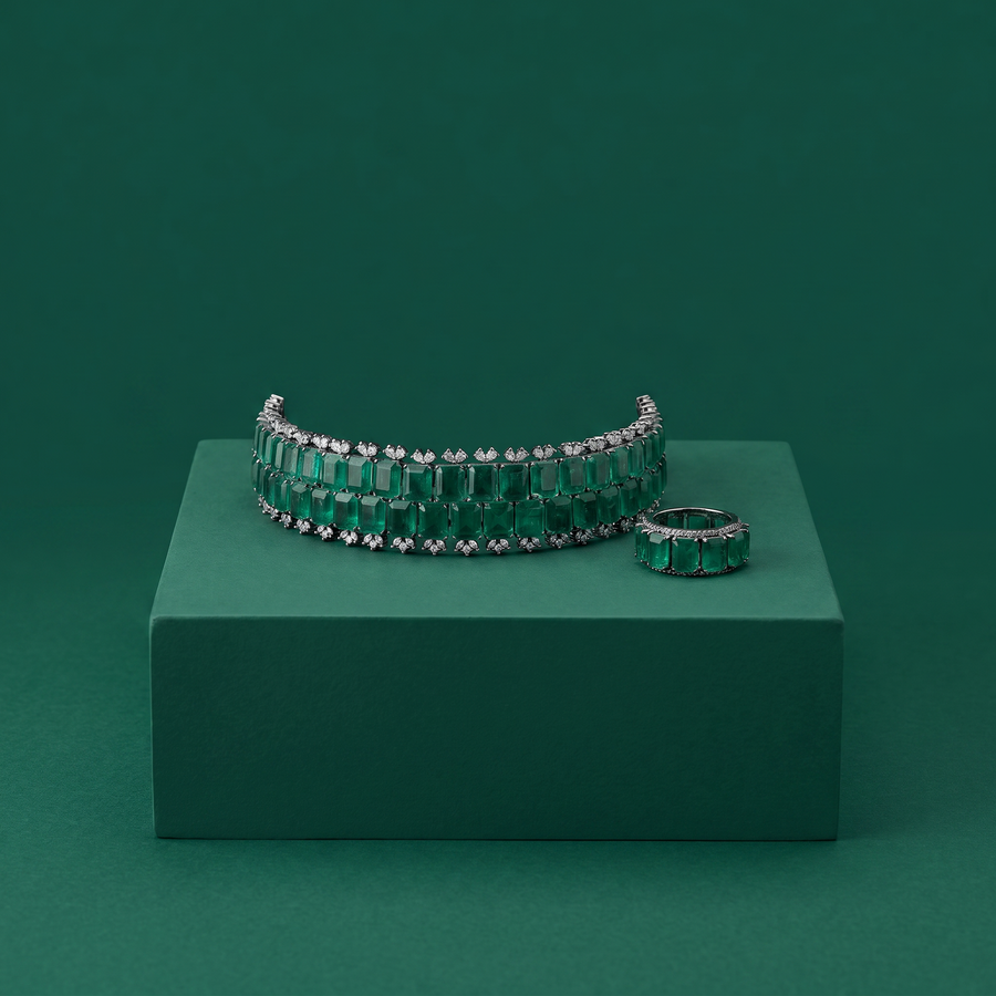 Emerald Doublet Choker Set