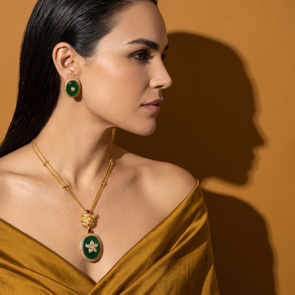 Devdrithi Emerald Necklace Set