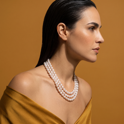 Freshwater Pearl Necklace Three Layers - Ivory