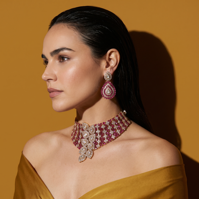 Ruby Lattice Luxe Choker Set