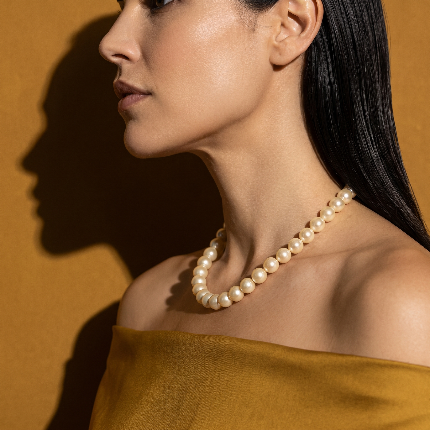 Swarovski Pearl Necklace - Light Gold