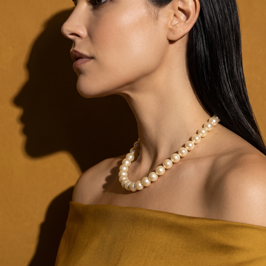 Swarovski Pearl Necklace - Light Gold