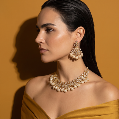Meher Noor Pearl Polki Choker Set