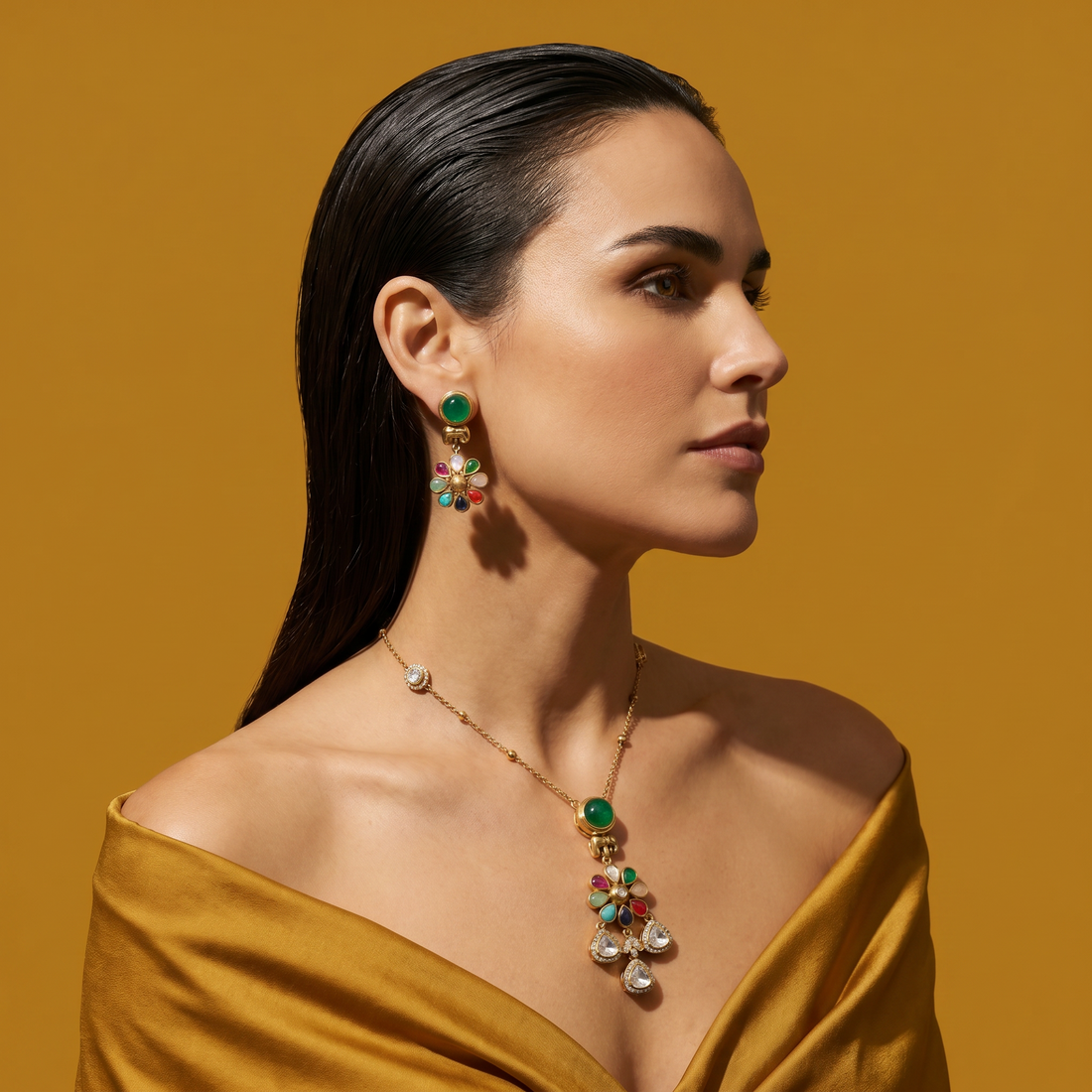 Navrang Elephant Charm Pendant Set