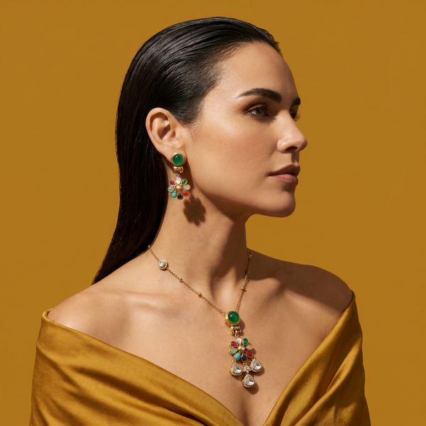 Navrang Elephant Charm Pendant Set
