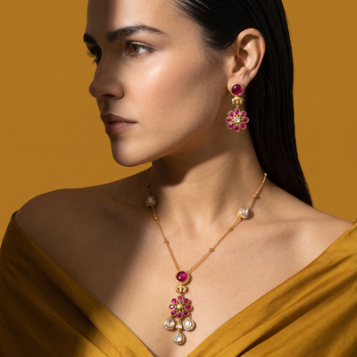 Navrang Elephant Charm Pendant Set