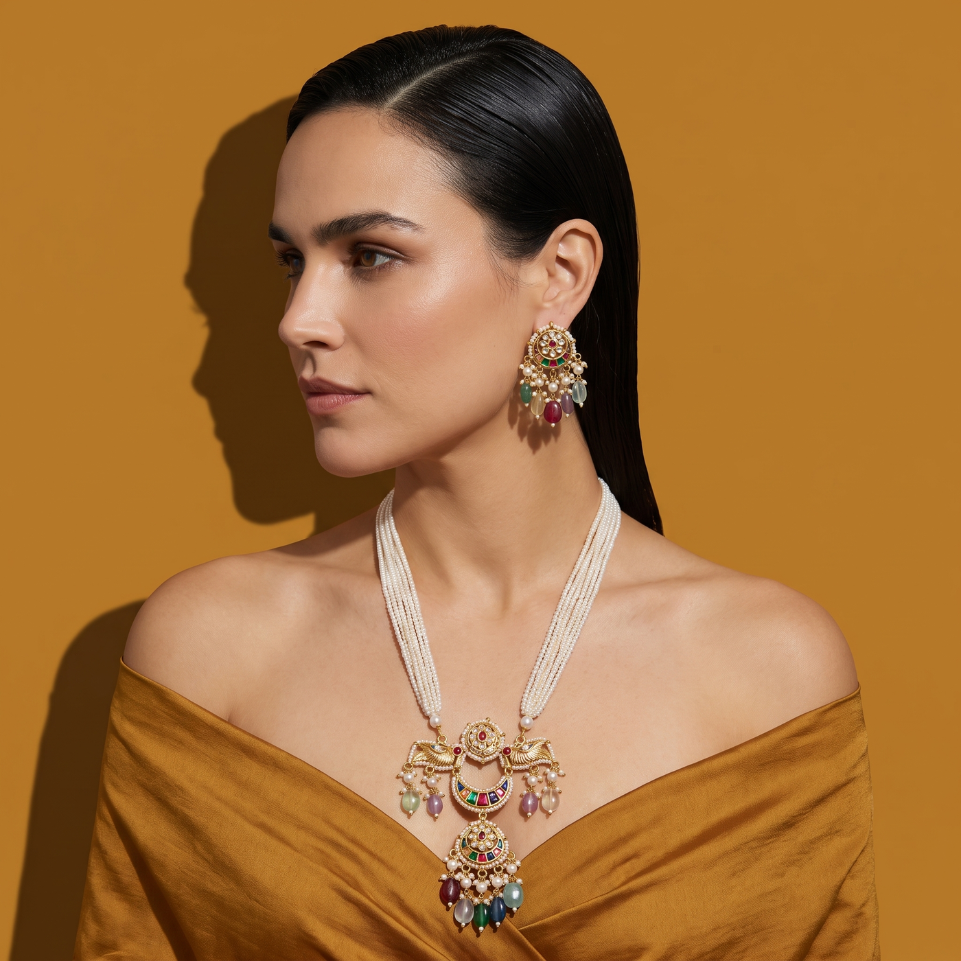 Rangmahal Pearl Pendant Necklace Set