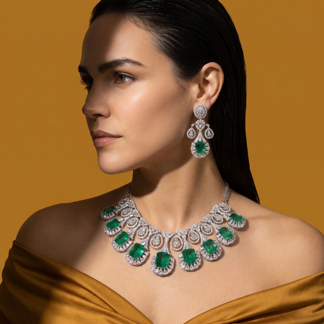 Mintara Halo Cascade Necklace Set