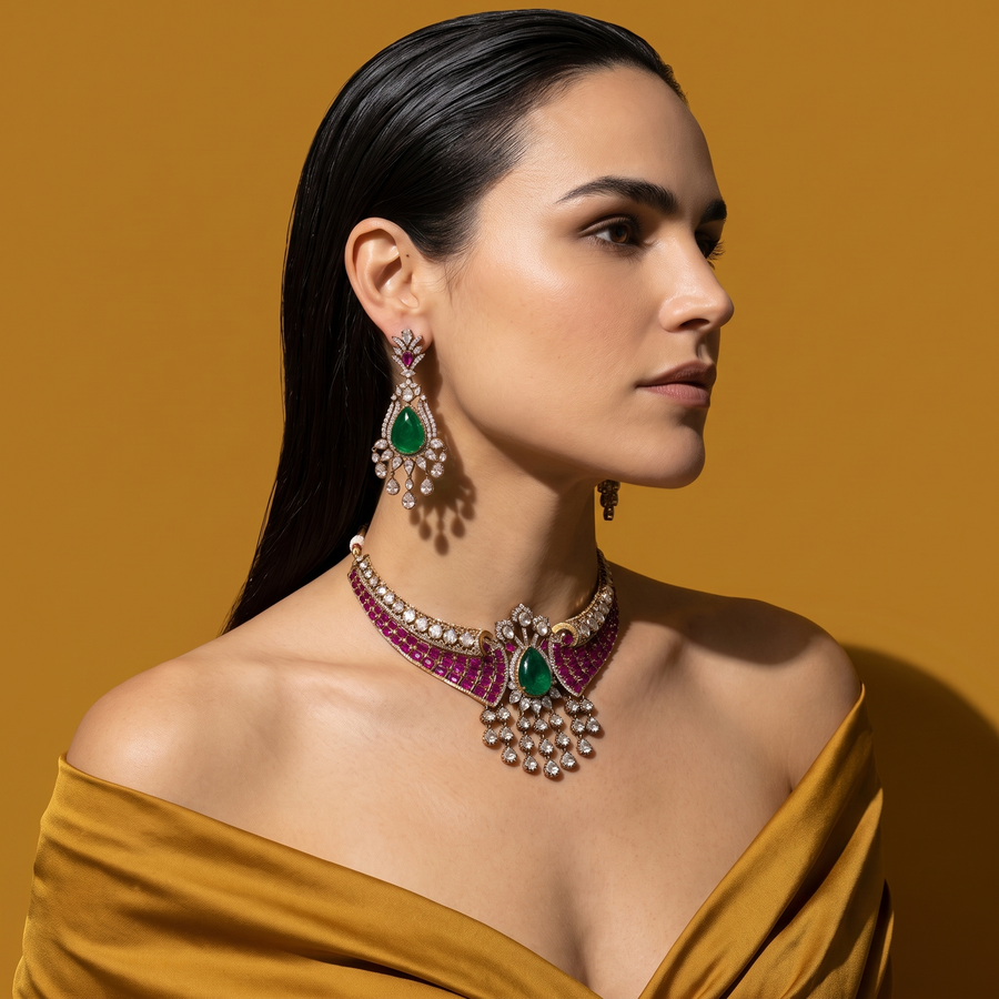 Ragini Emerald Ruby Regal Choker Set