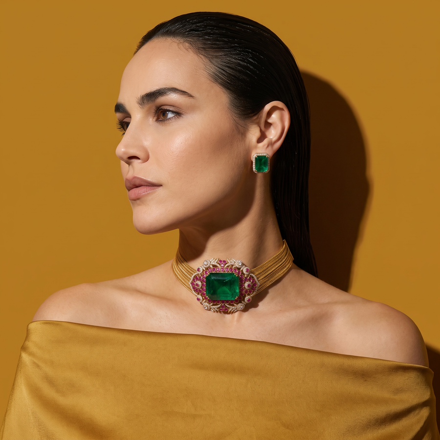 Rajvansh Emerald Regal Choker Set