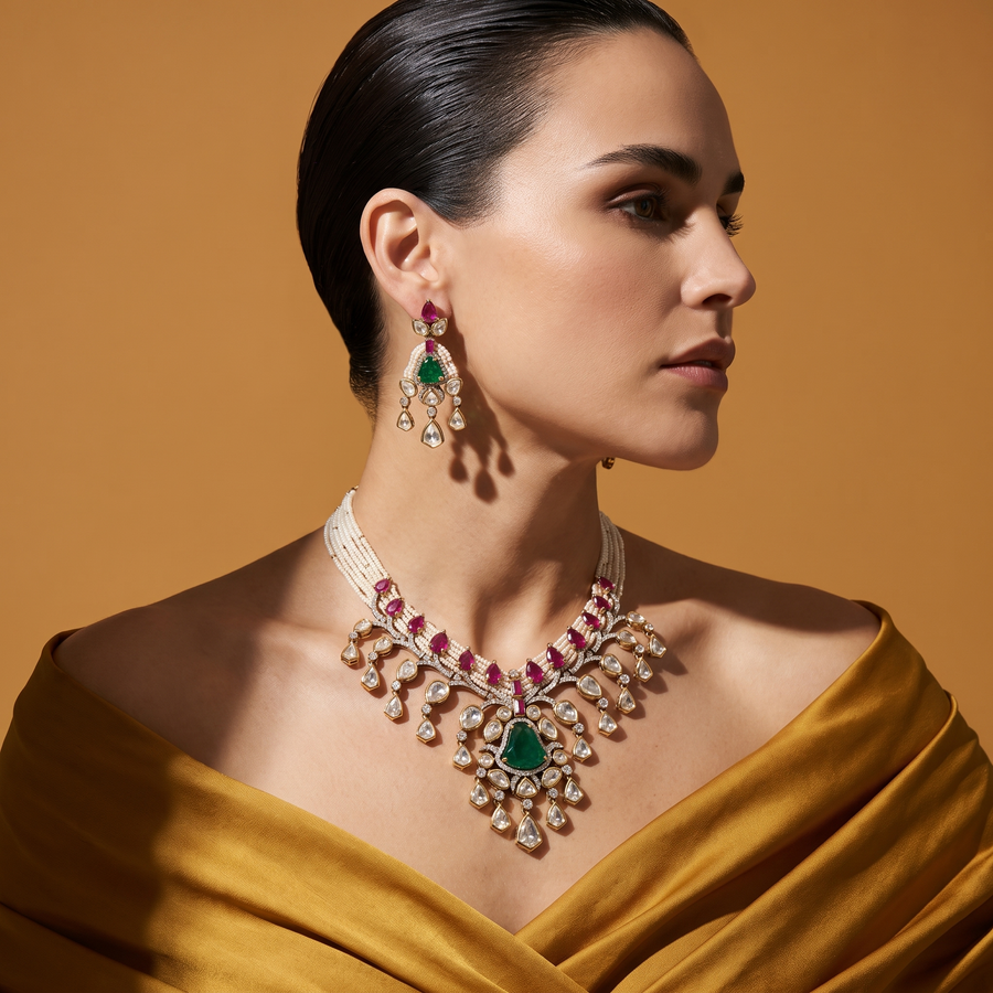 Mahua Pearl Necklace Set