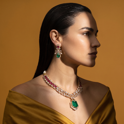 Vritika Emerald Regal Necklace Set