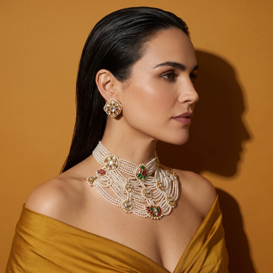 Kavya Pearl Collar Necklace