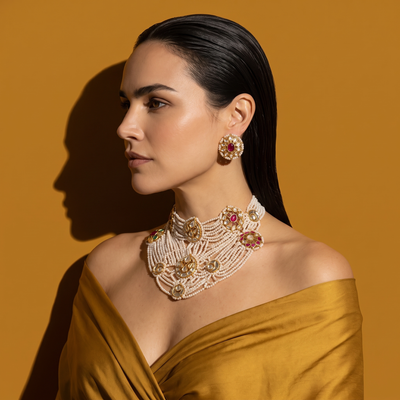 Disha Pearl Collar Necklace