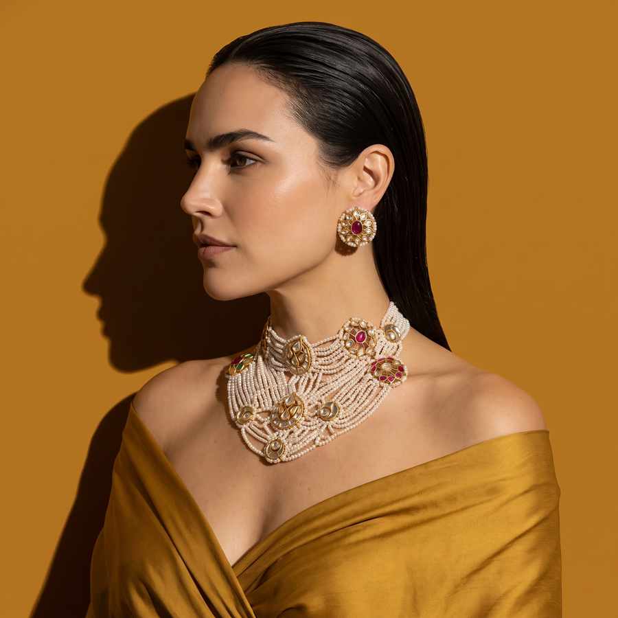 Disha Pearl Collar Necklace