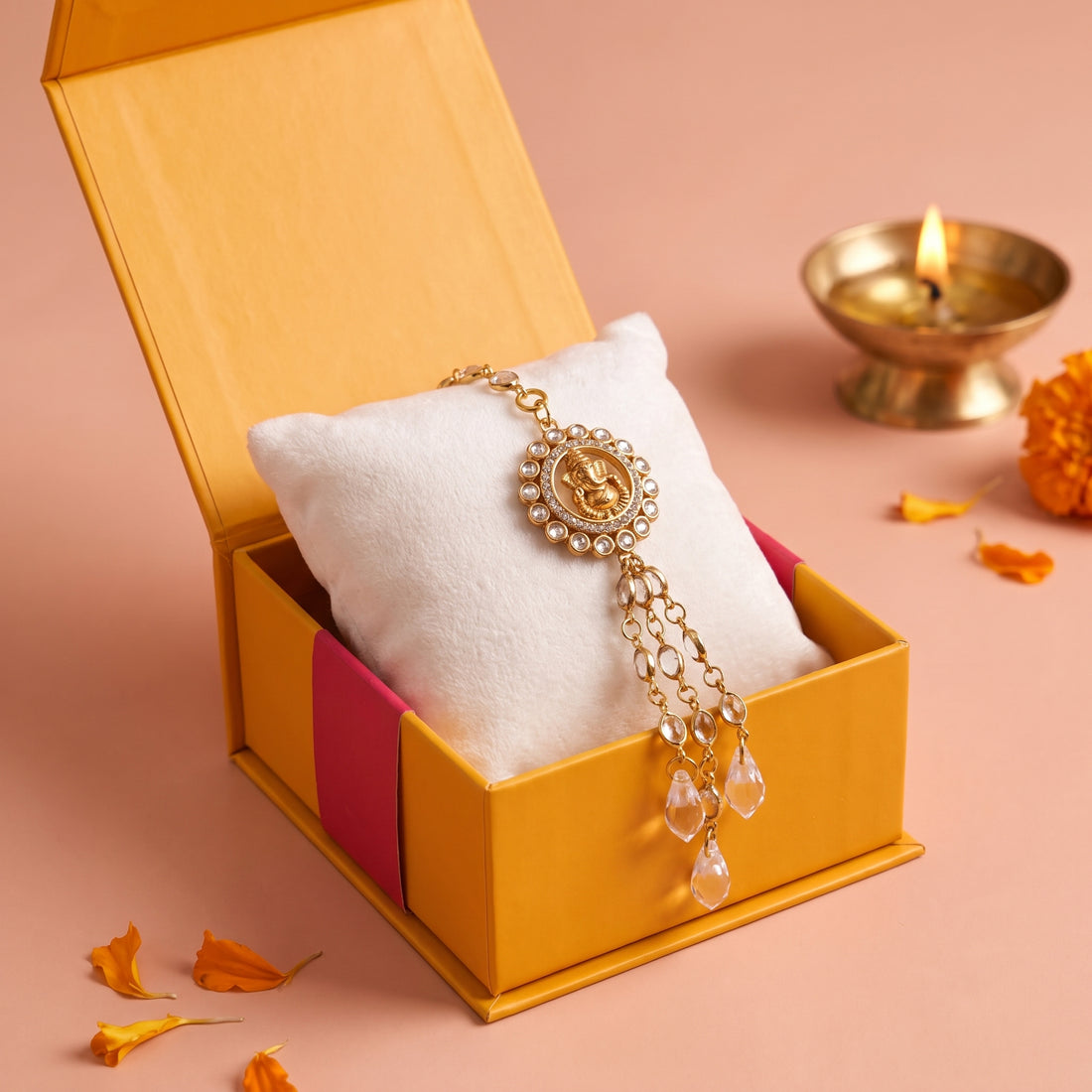 Rakhi Sets - Ganesh and Polki Rakhi Lumba Sets