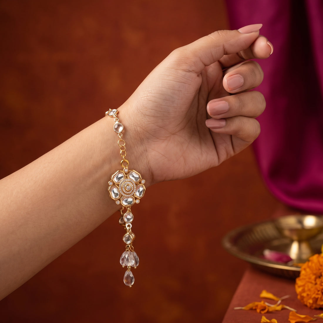Rakhi Sets - Ganesh and Polki Rakhi Lumba Sets