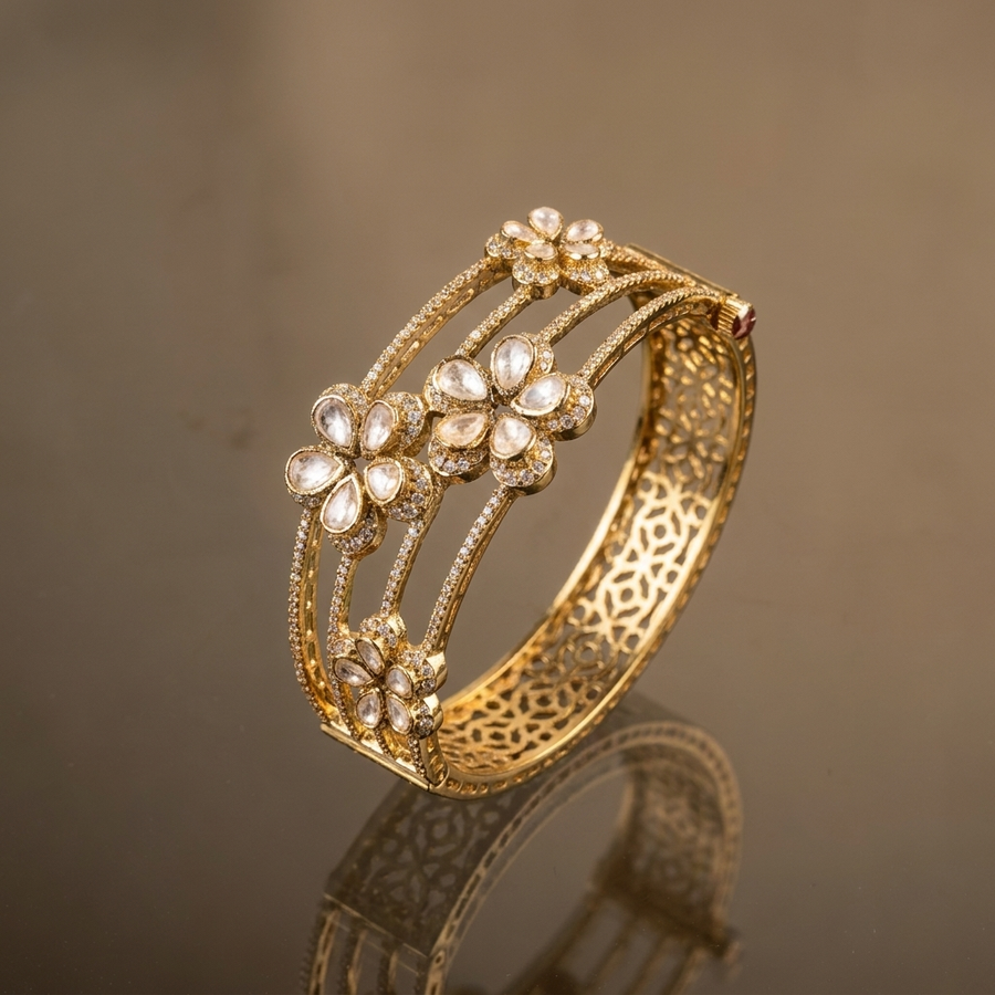 Floral Lattice Cuff Bracelet
